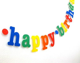 happy birthday Banner in Primary Colors. Ships Priority. 5280 Bliss. Rainbow Birthday. Birthday Party. Photo Prop.