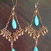 KARA - Genuine Pink Coral and Turquoise Chandelier Embellished Earring
