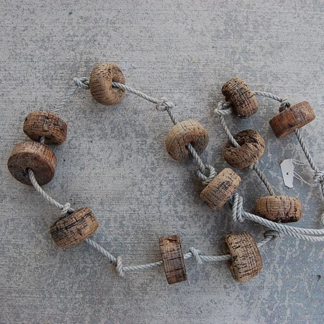 cork floats on a rope