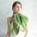 Green felting scarf shawl, lime coral pink winter fashion felted wool oht fall autumn