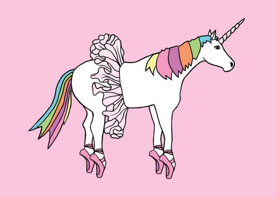 Items similar to Unicorn ballet dancer, 5x7 print on Etsy
