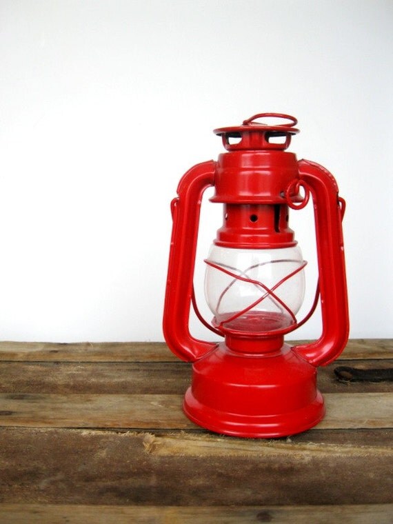 RESERVED FOR POSTURES Vintage Red Candle Lantern Small