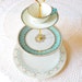 Alice Feels Tiffany Blue, Aqua 3 Tier Tea Stand of Vintage China for Wedding Cupcakes, Favors, Birthday Party or High Tea