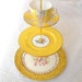 Alice Steals the Sunshine, Bright Yellow Cake Stand for High Tea in Vintage China, 3 Tiers for Wedding Cupcakes or Birthday Party