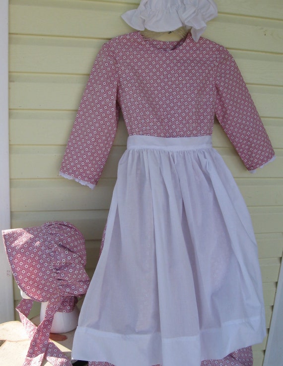 Pioneer Prairie Colonial Dress Apron & Mob Cap