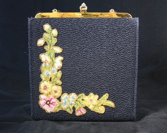 ... Purse, Designer Purse, Faye Mell Designs Handbag Black with Embroidery
