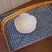Fitz & Floyd Japanese Handled Rectangular Tray White Blue Geometric Design FF Sticker