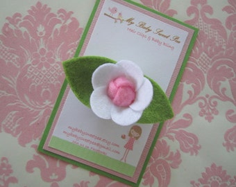 girl hair clip - white flower hair clip - no slip hair clip