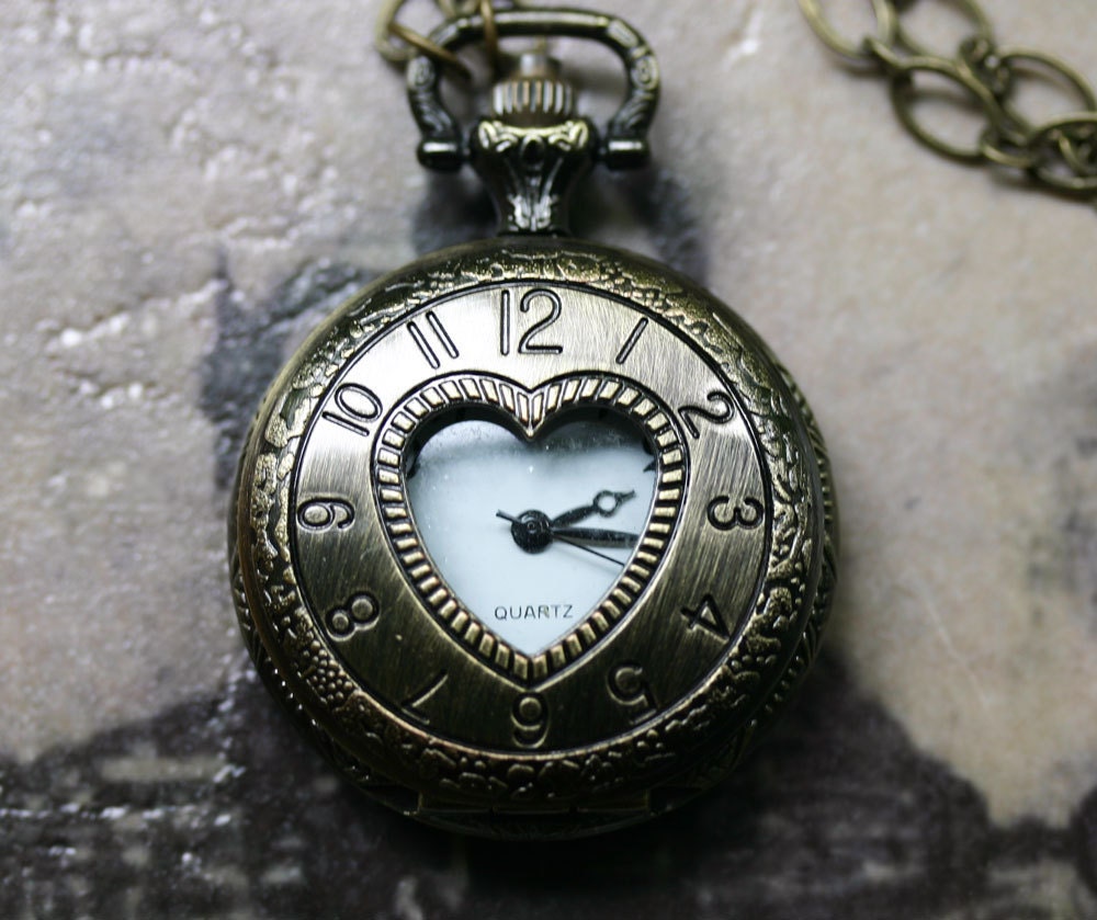 SALE Heart Pocket Watch