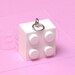 Brick Pendant, 1 pc White Brick Charm Cabochon 80s Geek Retro Fun Geekery Chic L1-017