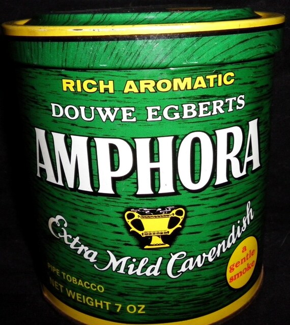 Amphora Douwe Egberts Pipe Tobacco Tin green 1960s