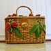 Vintage Wicker Woven Purse With Felt and Velvet Strawberries