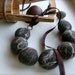 RESERVED Dark brown felt necklace "Stones" with ribbon