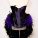 VIOLET : Custom Size Vegas Showgirl Burlesque Moulin Rouge Corset Adult Halloween Costume Purple and Black PLUS Fishnets Satin Gloves