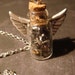 Steampunk Time in s Bottle Necklace with Wings- Upcycled Watch Parts and Gears