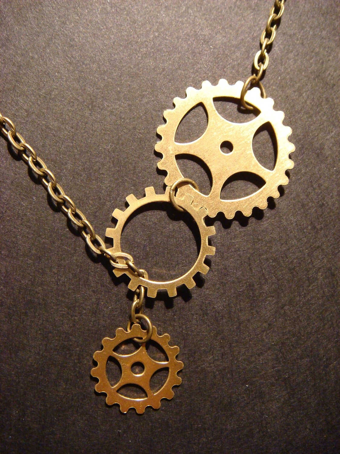 Steampunk Gear Lariat Style Necklace