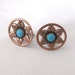 Vintage Copper Flower Earrings, Faux Turquoise Southwestern