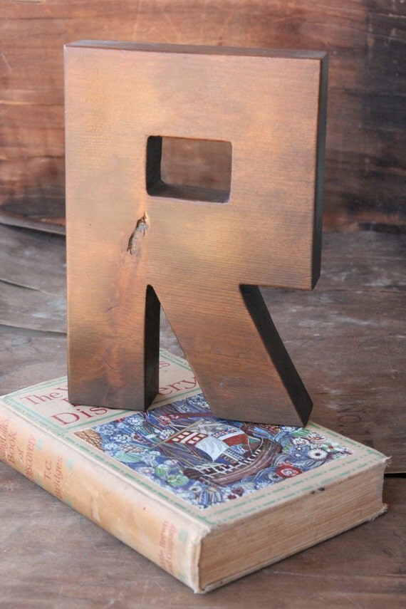 Vintage large wooden letter R