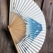 Vintage 40's Hand painted Japanese Mount Fuji bamboo paper fan