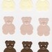 Teddy Bears, embossed die cuts, punchies in Cream, Beige & Brown, scrapbooking, cardmaking, confetti, place cards, Treasury Item