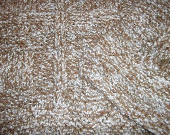 Teen to Adult Knitted Afghan Blanket - Homespun Beige/Brown