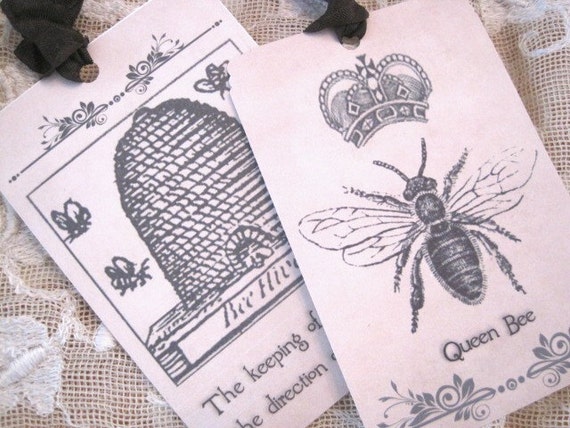 Items similar to Queen Bee Gift Tags No 1 - French Gift Tags - Queen ...