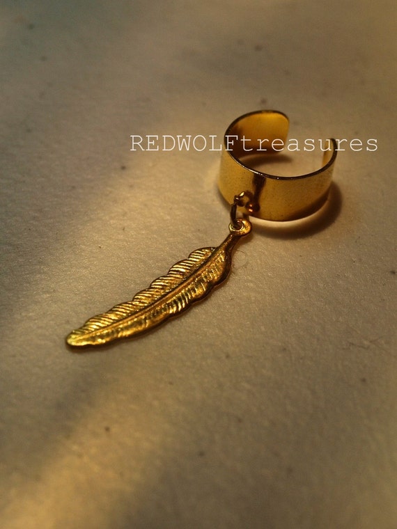 Items similar to Gold Feather Ear Cuff on Etsy