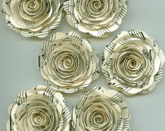 Music Sheet Handmade Large Spiral Paper Flowers