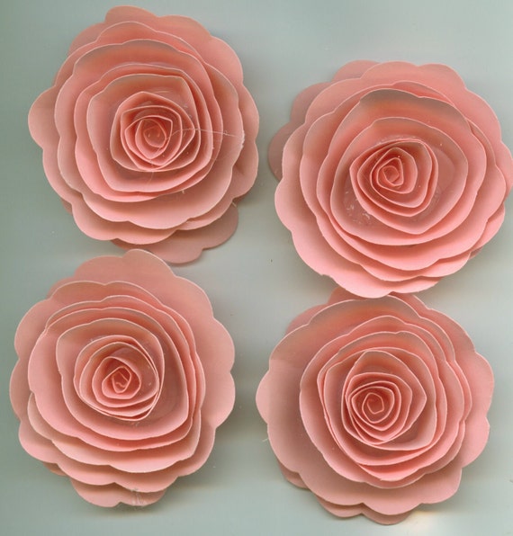 Light Pink Handmade Spiral Paper Flowers LARGE by crazy2becrazy