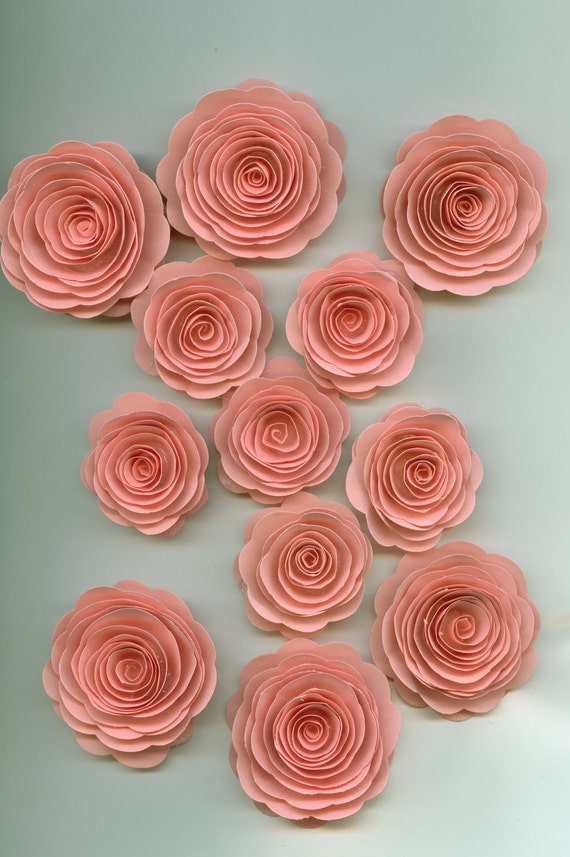 Pretty Pink Roses Spiral Paper Flowers Large Lot By Crazy2becrazy