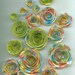 Bright Spiral Paper Flowers in Lime Green, Yellow, Blue and Pink
