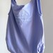 Handmade and Washable Reusable Recycled Shopping Market Grocery Tote Bag in Soft Lavender with Golden Gate Bridge and San Francisco on Front