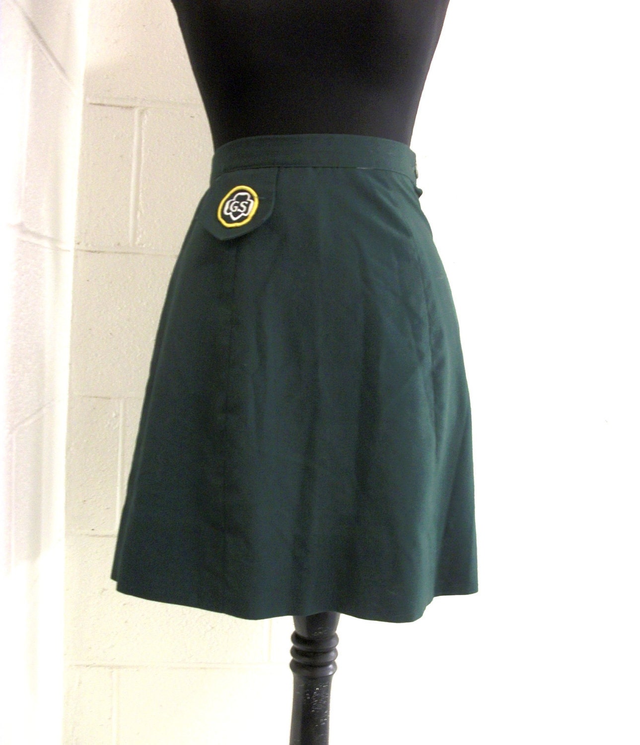 Vintage Skirt Girl Scout Uniform Dark Green size small 1963