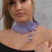 Crocheted choker/necklace with purple glass beads
