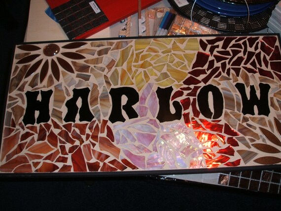 CUSTOM Made Stained Glass Mosaic Name Signs by WiseCrackinMosaics