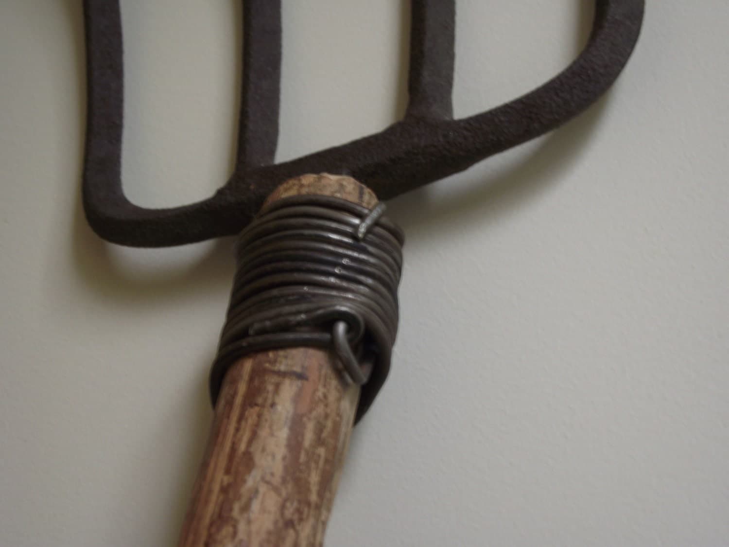 Pitchfork with Twig Wood Handle Antique Farm Tool Primitive