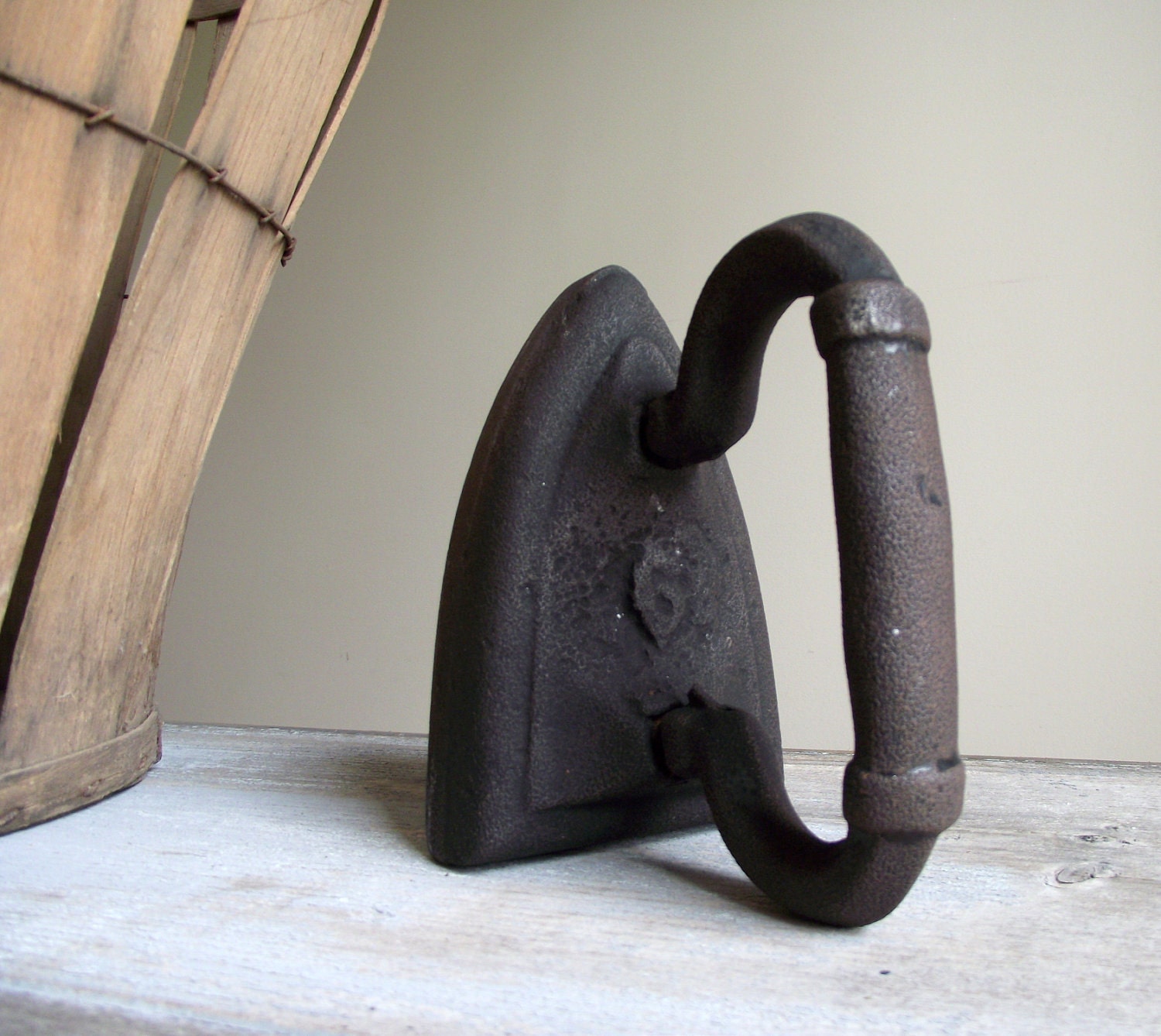 Flat Sad Iron Antique Cast Iron Bookend Farmhouse Shabby Chic