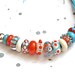 Funky lampwork necklace. Turquoise and orange. Free shipping