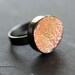 Druzy Ring, Champagne Peach Drusy Oxidized Sterling Silver Ring - Size 7.5 - Mimosa