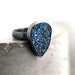 Cobalt Druzy Statement Ring, Ocean Midnight Indigo Blue Green Druzy Oxidized Sterling Silver Ring Cocktail Ring - Size 6 - Mermaid