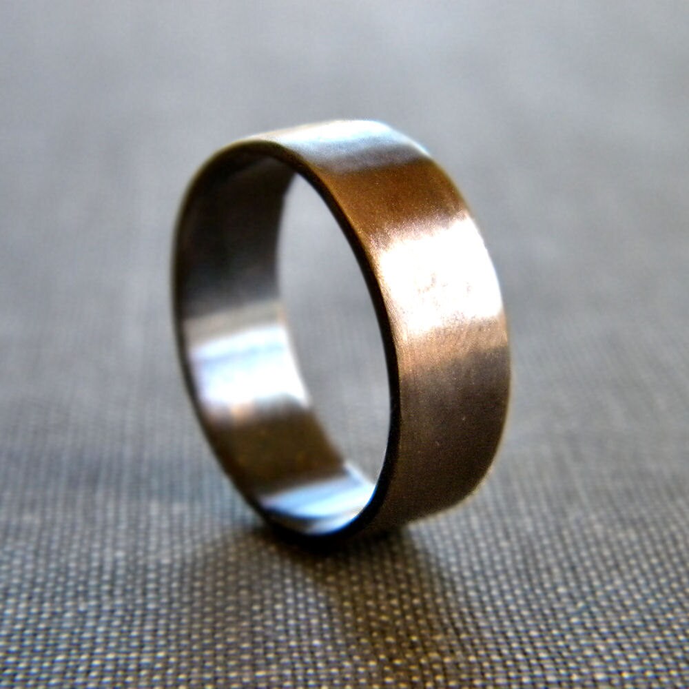 Men's Ring 6mm Chocolate Brown Antiqued Brass Unisex Flat