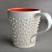 Spiky Mug: Made To Order White and Red Dangerously Spiky Mug by Symmetrical Pottery