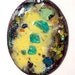 Sky Diamond Alignment Oval Enameled Copper Pendant Necklace 3D Chunks