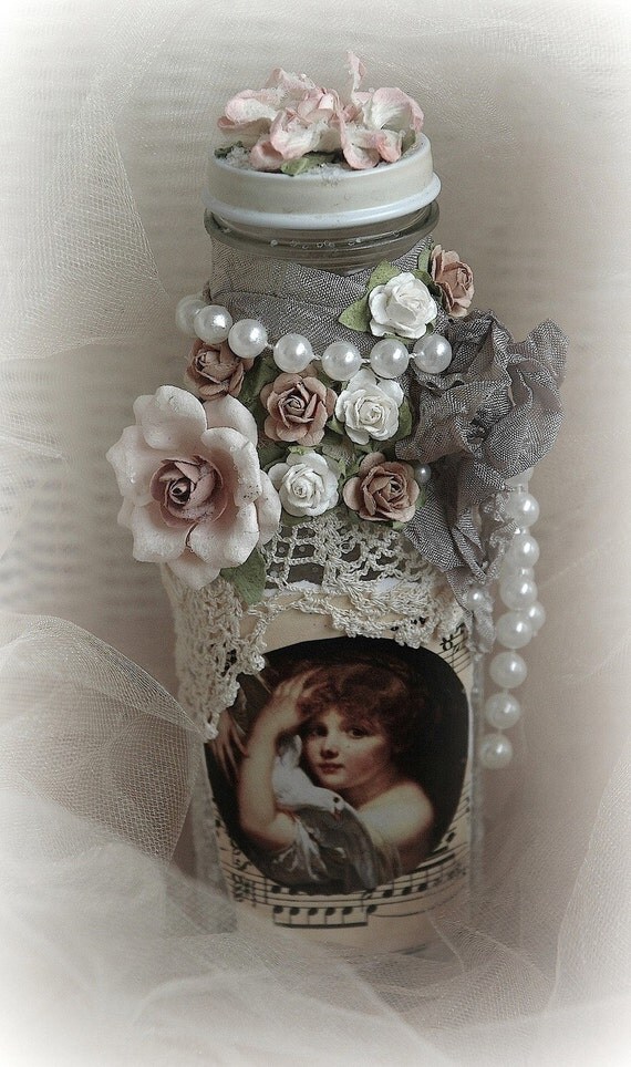 items similar to shabby chic shabby chic home decor weddings bridal altered bottle on etsy items similar to shabby chic shabby chic home decor weddings bridal altered bottle on etsy