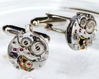 GIRARD PERREGAUX Steampunk Cufflinks - Very RARE Prestige Luxury Swiss Vintage Watch Movement Men Steampunk Cufflinks Cuff Link Wedding Gift