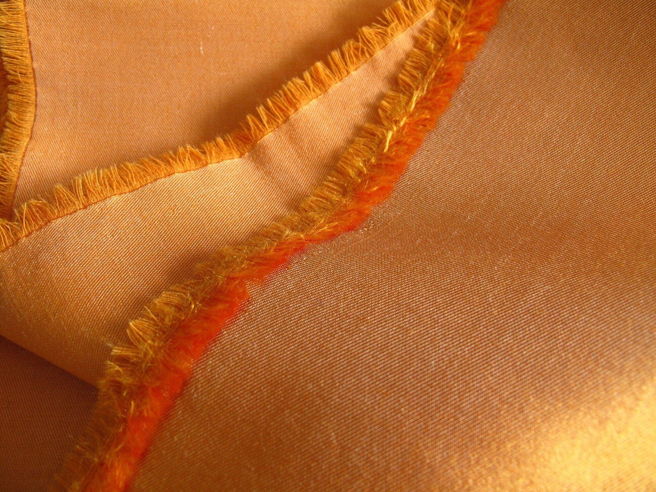 silk fabric Silk wool blend yarndyed orange and white