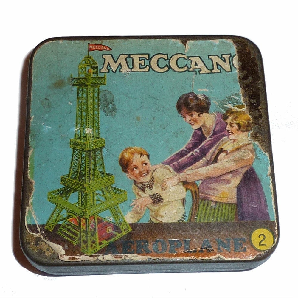 Vintage Meccano Small Square Tin