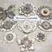 Creamy Collection light Grey Scrapbook Paper Embellishments and Paper Flowers