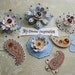 Blue Beige Brown and Cream Paper Embellishments and Paper Flowers for Scrapbook Cards Mini Albums and Papercrafts