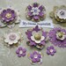 Purple Ivory and Gold Scrapbook Paper Embellishments and Paper Flowers